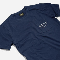 Motorcycle ESTD. Pocket T Shirt - Navy, front side on