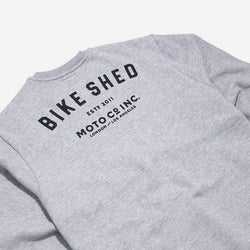 Bike Shed Motorcycle Logo Sweatshirt - Grey Marl, back side on