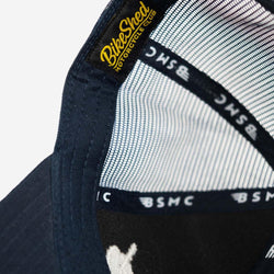 BSMC Motorcycle Garage Baseball Hat - Navy/White, inside