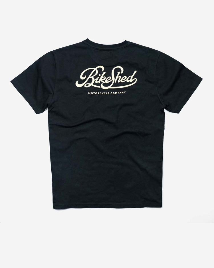 BSMC Motorcycle Garage T Shirt - Black & Gold, back