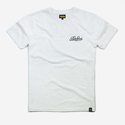 BSMC Motorcycle Garage T Shirt - White & Black, front