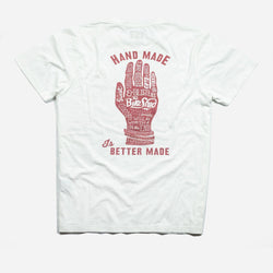 Bike Shed Motorcycle Company Graphic Handmade T Shirt - Cream, back