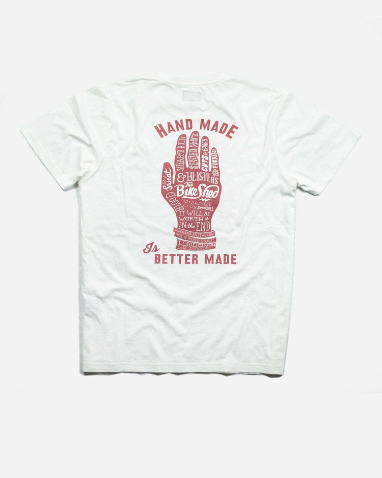 Bike Shed Motorcycle Company Graphic Handmade T Shirt - Cream, back