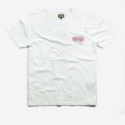 Bike Shed Motorcycle Company Graphic Handmade T Shirt - Cream, front