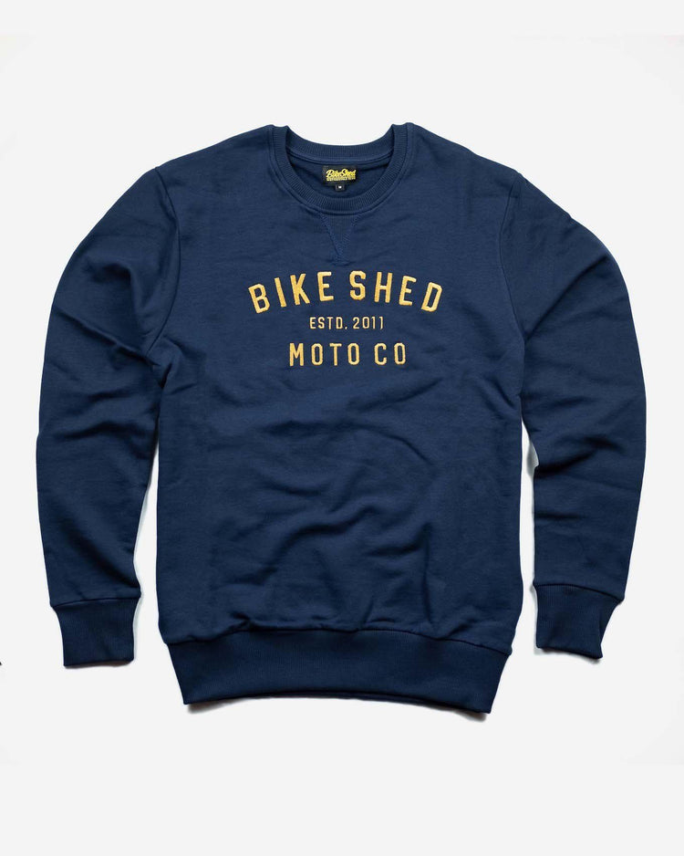 BSMC Moto Co. logo Sweatshirt - Navy/Mustard, front