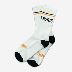 BSMC MX Socks - WHITE/ORANGE, front