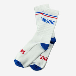 BSMC MX Socks - WHITE/BLUE, front