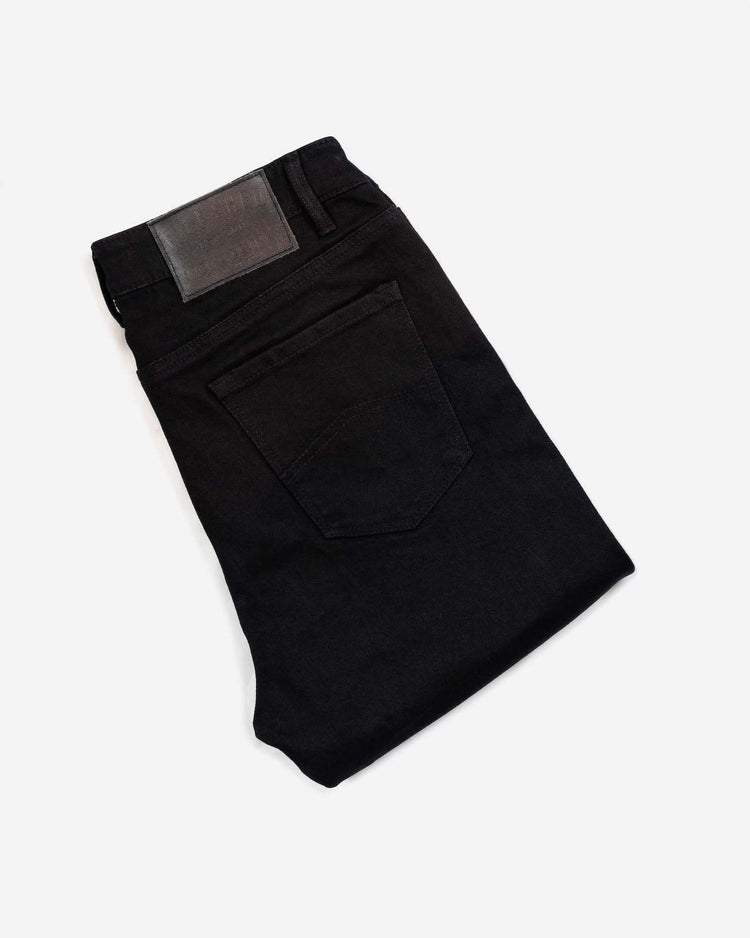 Motorcycle Resistant Women's Skinny Jean - Black, folded showing rear pocket