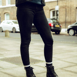 Ellie wearing our Motorcycle Resistant Women's Skinny Jean - Black