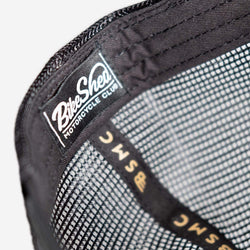 Motorcycle embroidered logo baseball hat - Black & Gold, inside