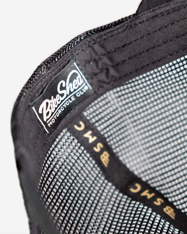 Motorcycle embroidered logo baseball hat - Black & Gold, inside