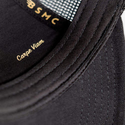 Motorcycle embroidered logo baseball hat - Black & Gold, inside logos