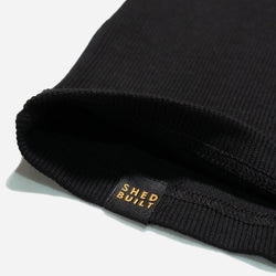 Women's Motorcycle Garage Ribbed Tank Top - Black, hem tag close up