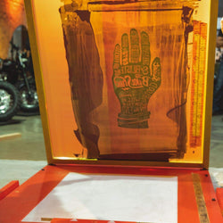 Printing process of BSMC x Dave Buonaguidi - Motorcycle Pulled "Handmade Is Better Made" Print