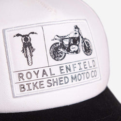 BSMC x Royal Enfield Aspect Cap - Black & White, logo close up