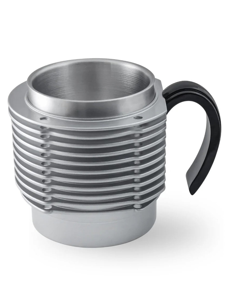 Finned Cylinder Mug - Silver/Black flatlay