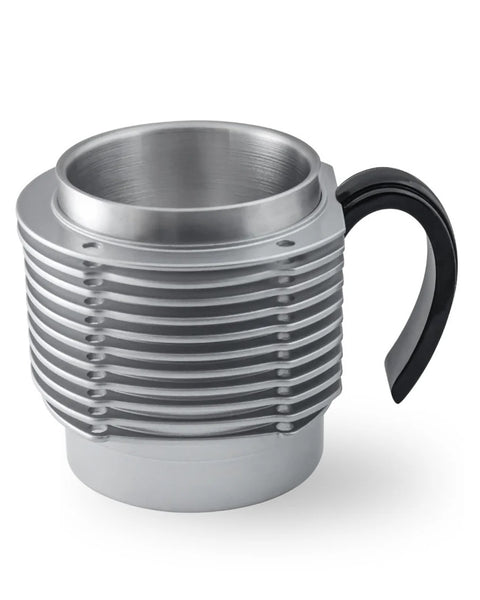 Finned Cylinder Mug - Silver/Black flatlay