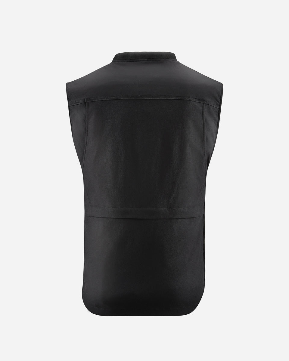 A black Alpinestars Tech-Air 3 canvas airbag vest with a front zipper and logo detail.