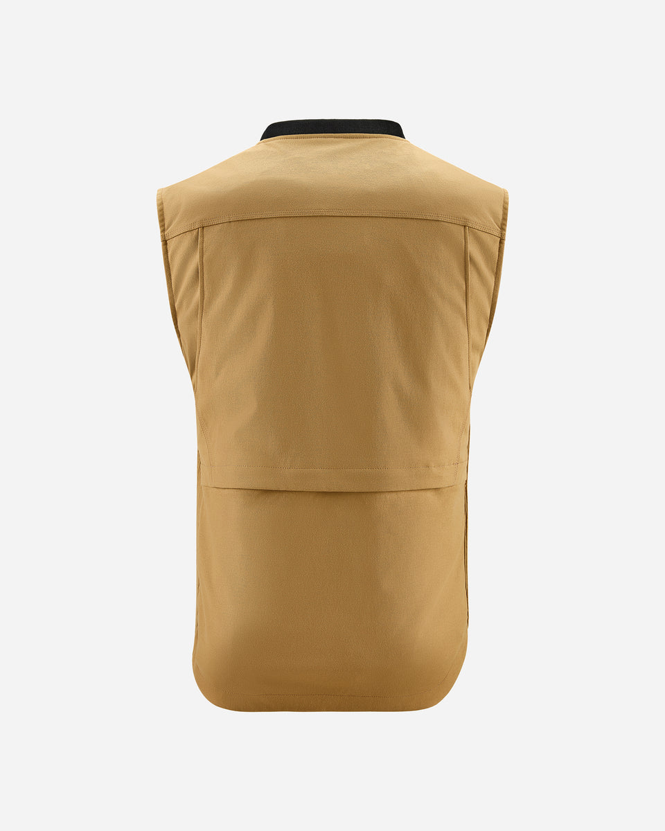 A tan Alpinestars Tech-Air 3 canvas airbag vest with a front zipper and logo on the chest.