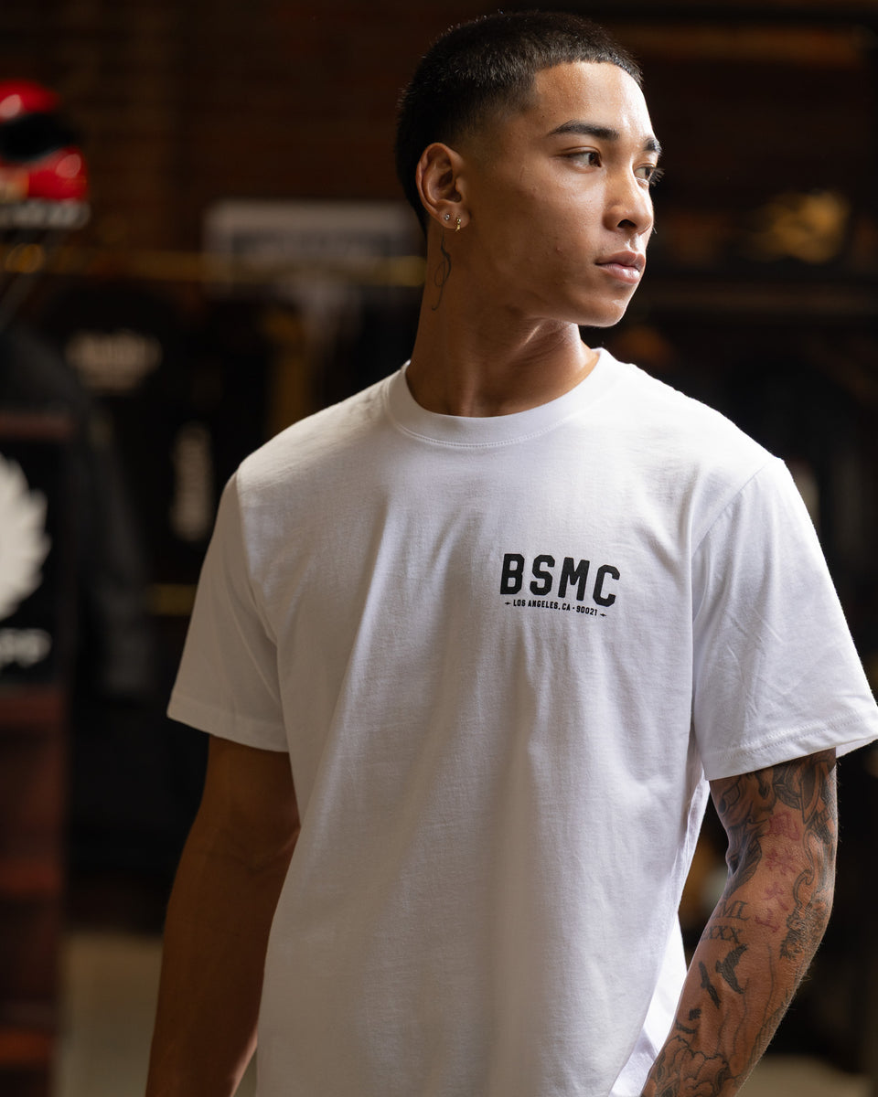 BSMC LA Roundel T-Shirt - White worn by model