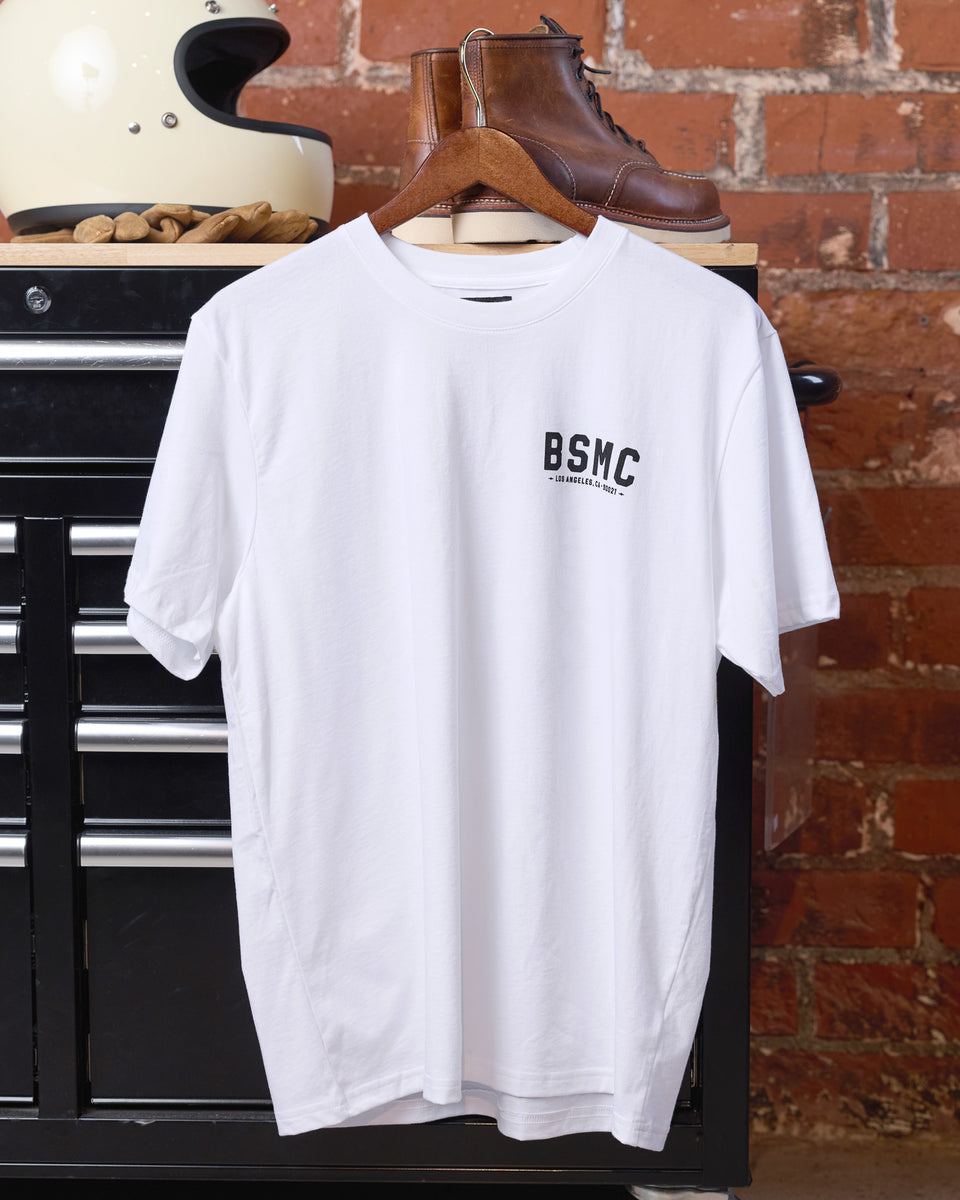 BSMC LA Roundel T-Shirt - White hanging image front