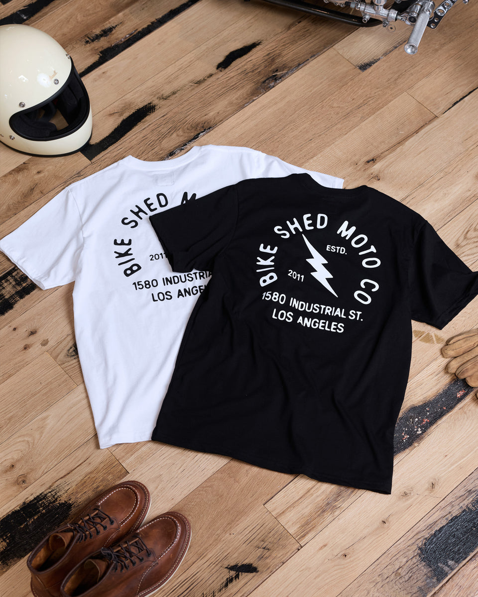 BSMC Lightning T-Shirt - Black & White stylized flatlay together