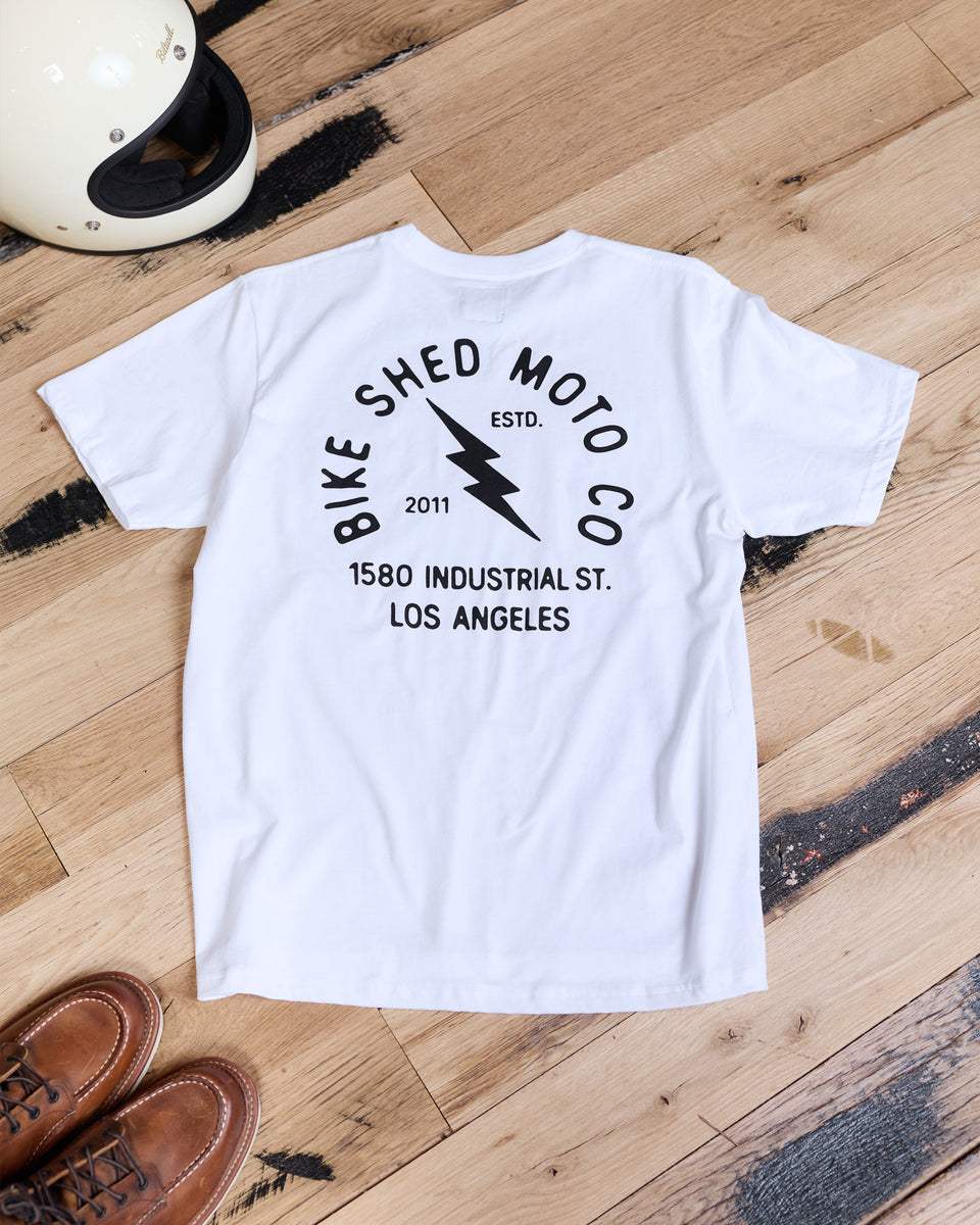 BSMC Lightning T-Shirt - White stylized flatlay image rear