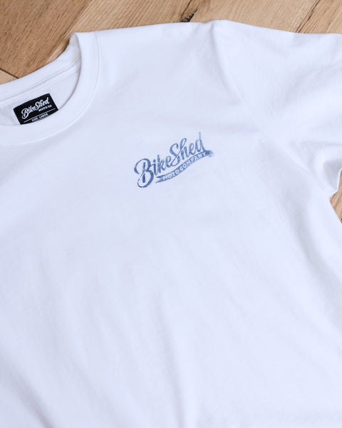 BSMC Pennant T-Shirt - White front print logo close up