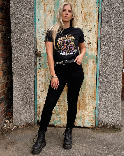 Brogan wearing our Motorcycle Resistant Women's Skinny Jean - Black