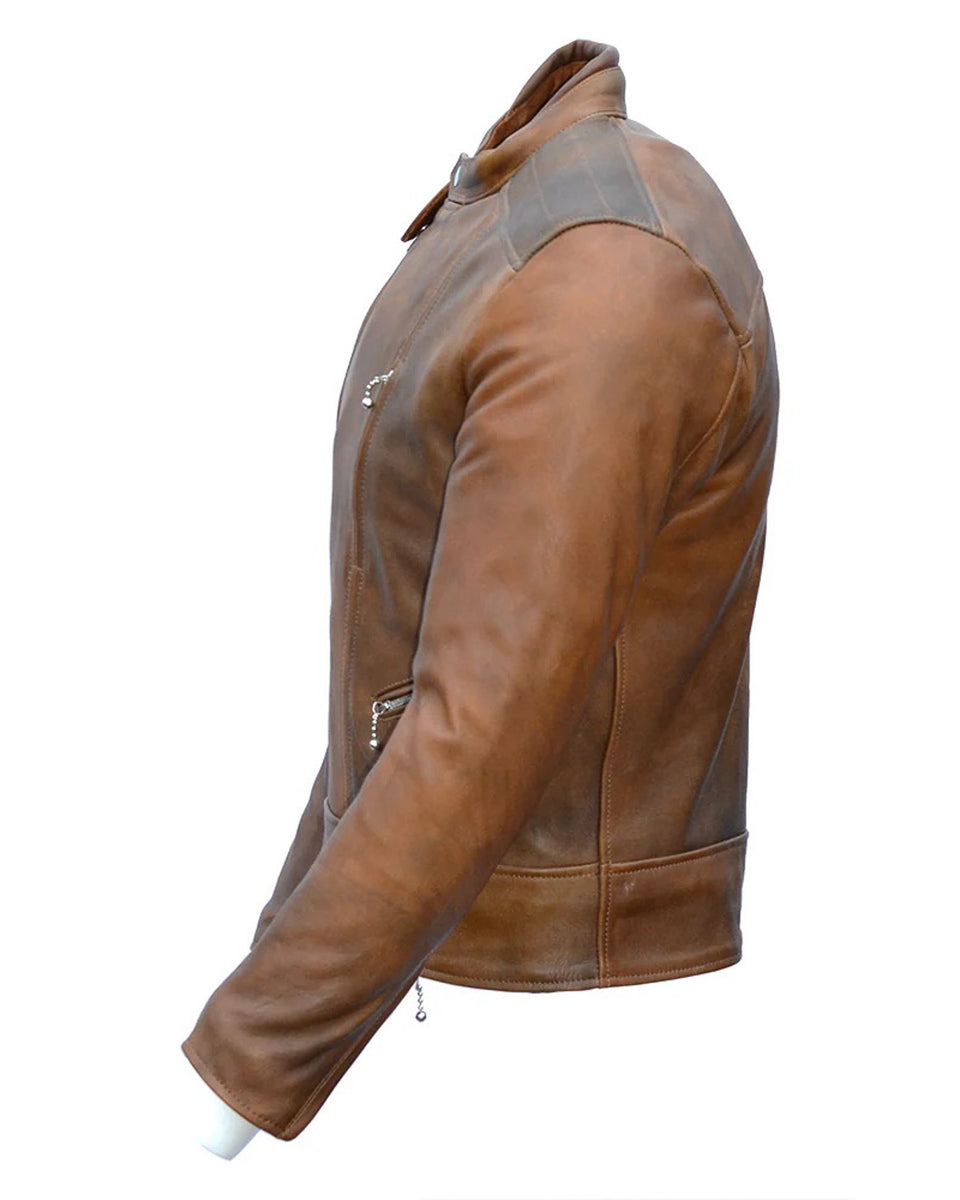 Goldtop Lancer Jacket - Brown studio image side detail