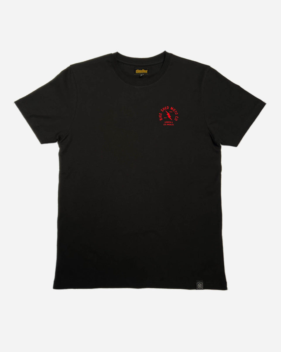 BSMC motorcycle lightning bolt graphic T Shirt - Black, front