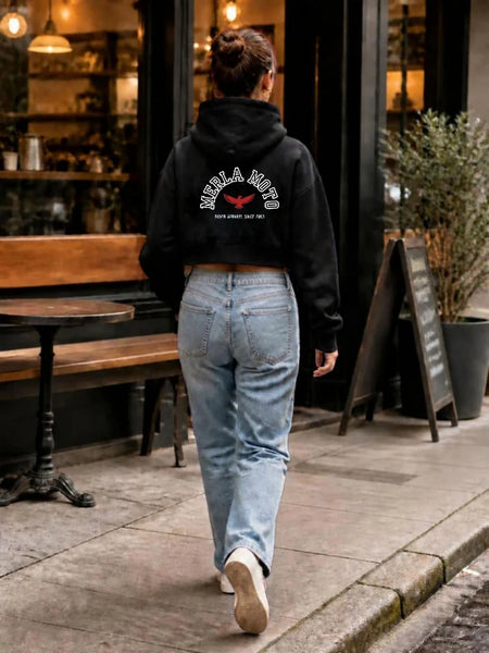 MERLA Moto Sunday Crop Hoodie - Black