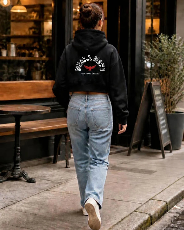 MERLA Moto Sunday Crop Hoodie - Black