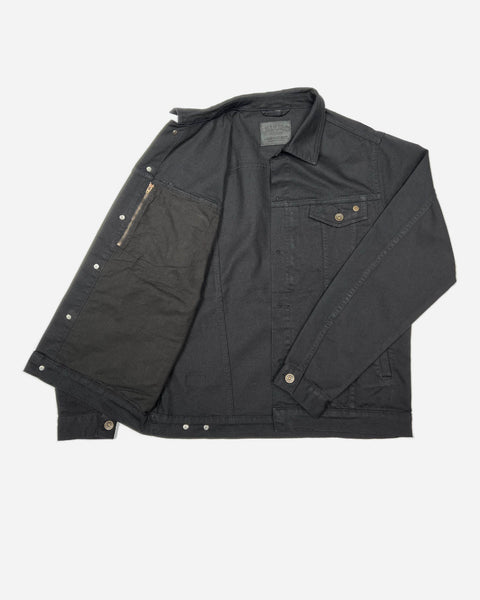 Bike Shed Motorcycle Denim Jacket - Cordura Black, one side open