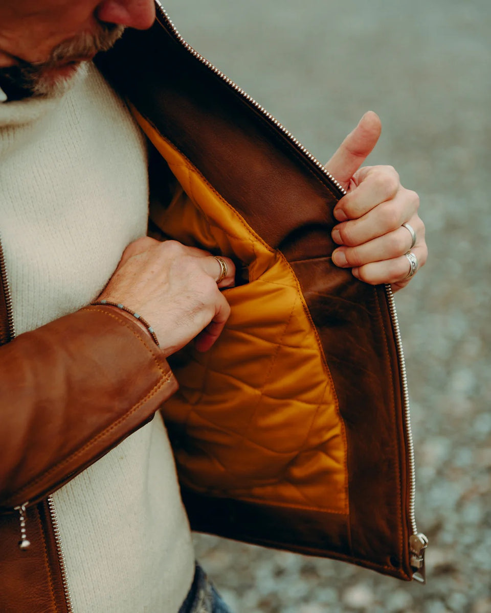 Goldtop 1958 Jacket brown worn by model details