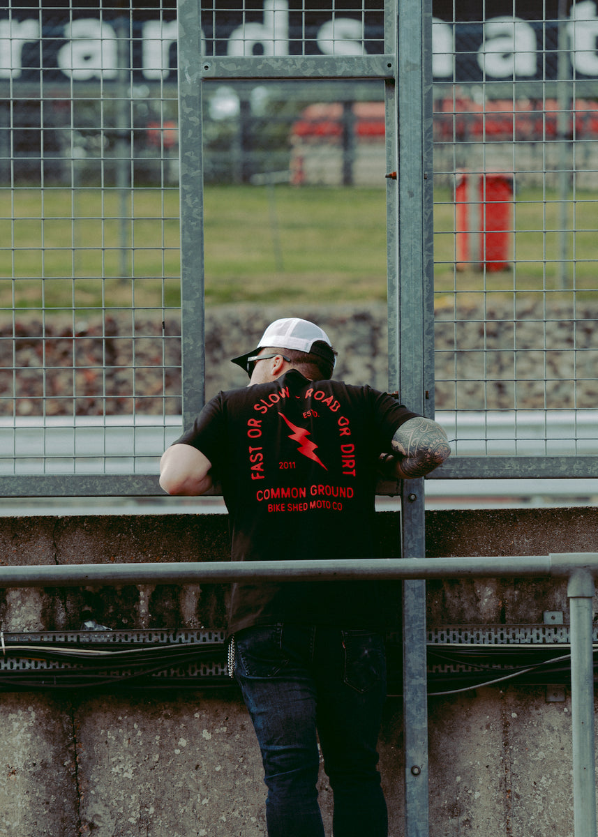 Will wearing our BSMC motorcycle lightning bolt graphic T Shirt - Black