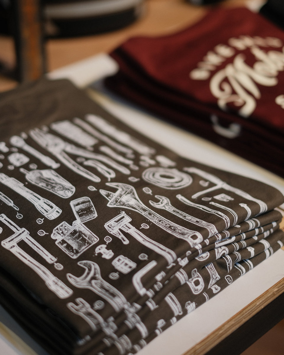 BSMC Motorcycle Toolkit Graphic T-Shirt - Khaki in our London store