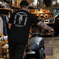 Liam wearing our BSMC Tracker Bars T-Shirt - Black