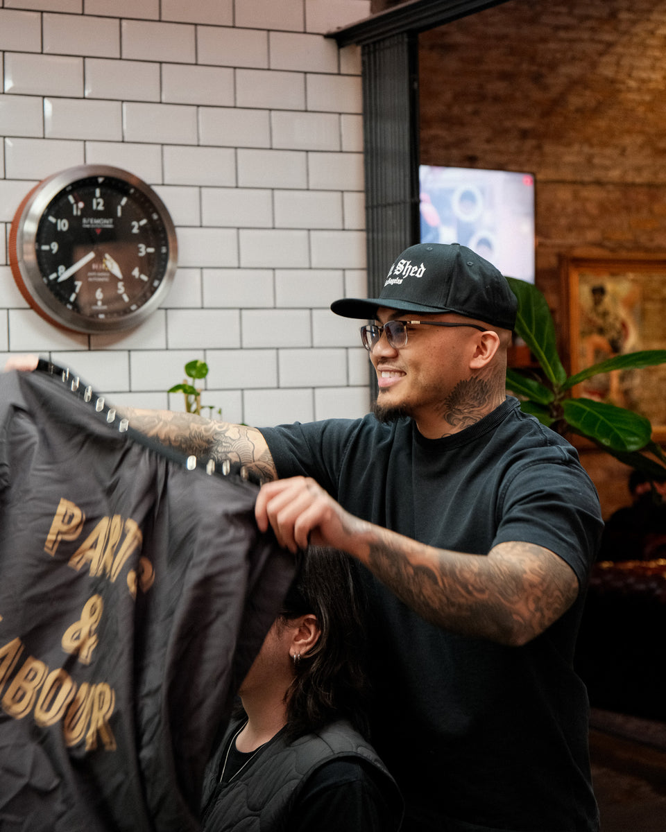 black Los Angeles Bike Shed Moto Co. snapback baseball hat