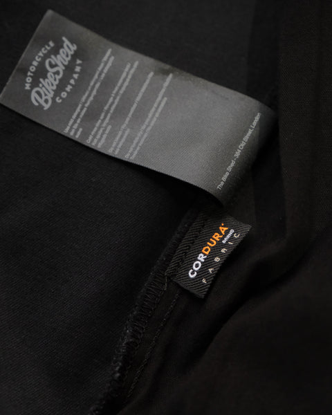 BSMC Denim Jacket - Cordura Black studio image Cordura label detail