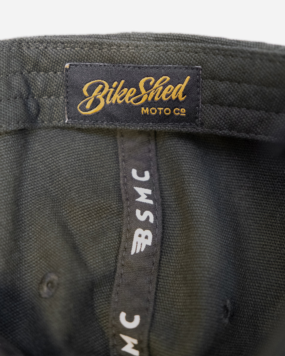 BSMC Desert Race Cap - Green studio image inner tape close up