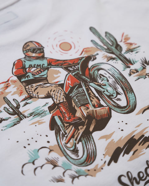BSMC Desert Race T-Shirt - Ecru/Multi studio image print detail