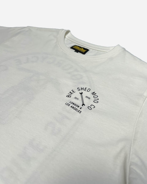BSMC Motorcycle Graphic T Shirt - White, logo close up