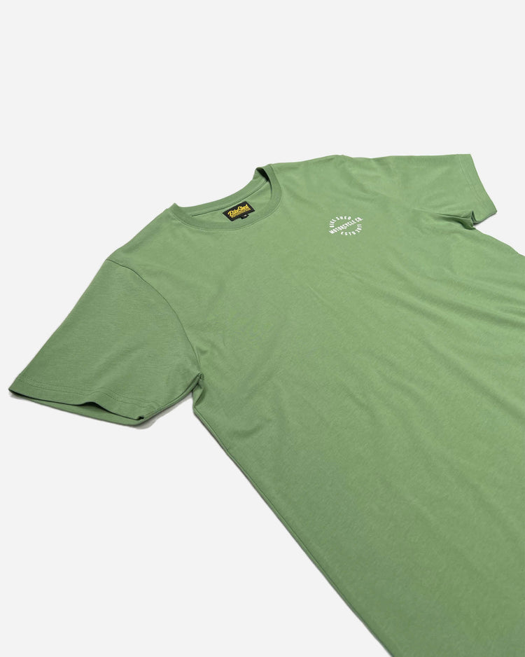 BSMC Dual Rocker T Shirt - Green, side on close up