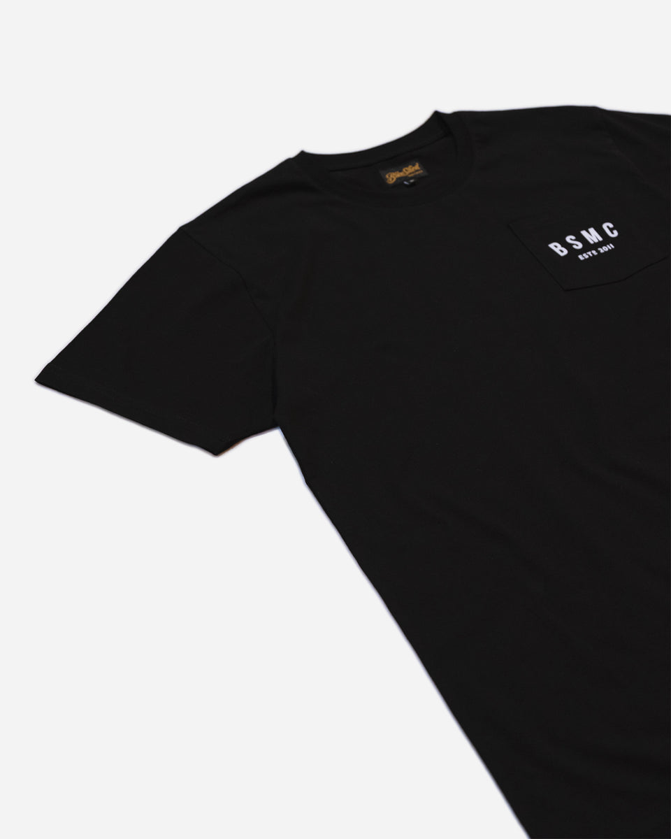 BSMC ESTD. Pocket T-Shirt - Black studio image side on