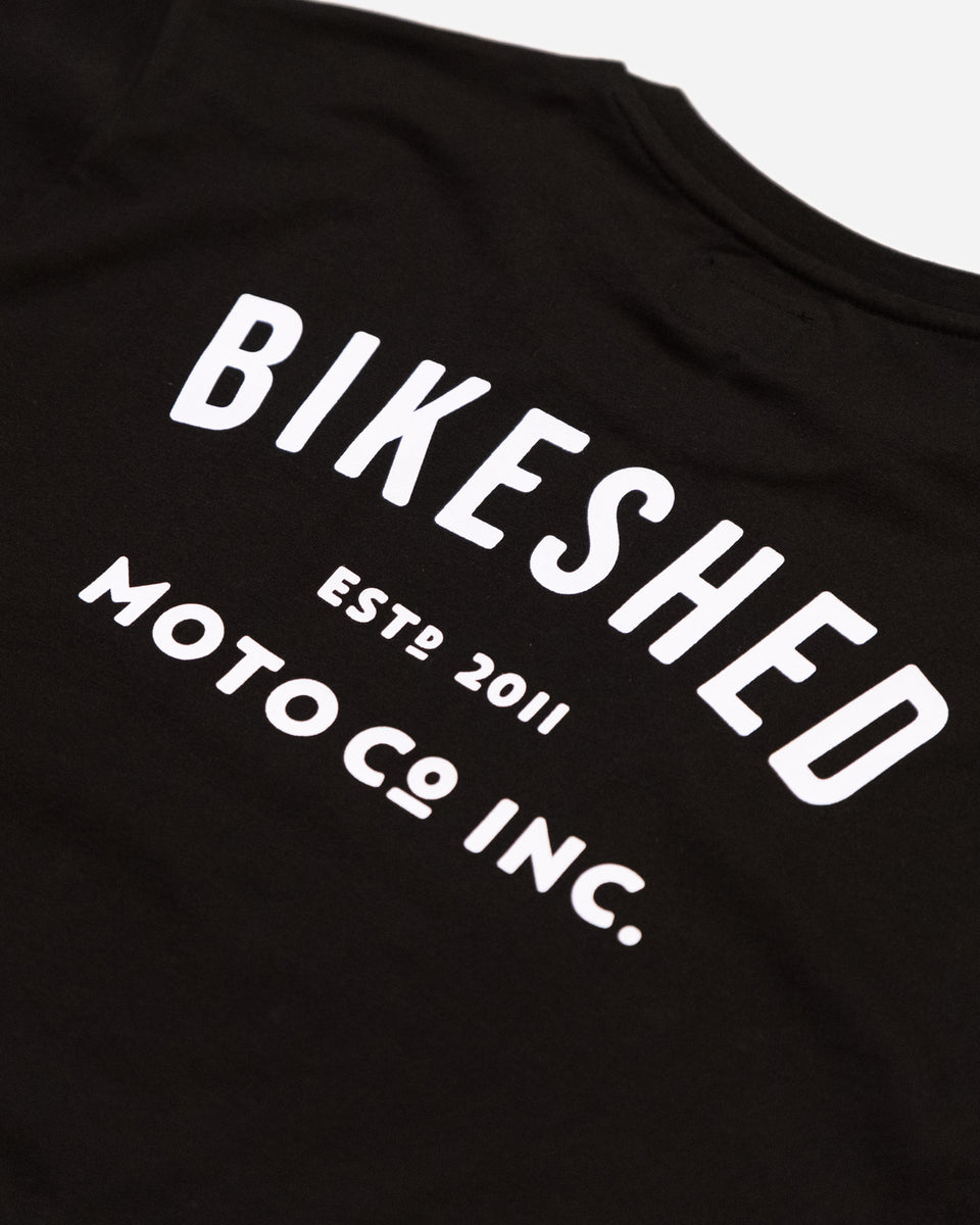 BSMC ESTD. Pocket T-Shirt - Black studio image rear print close up