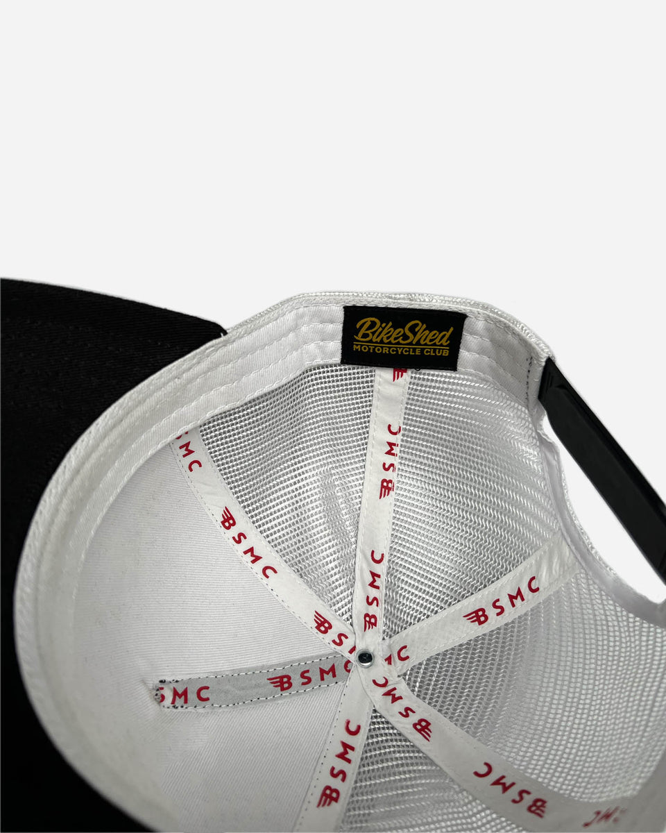 Bike Shed Logo Patch Baseball Hat  - Black/White, inside