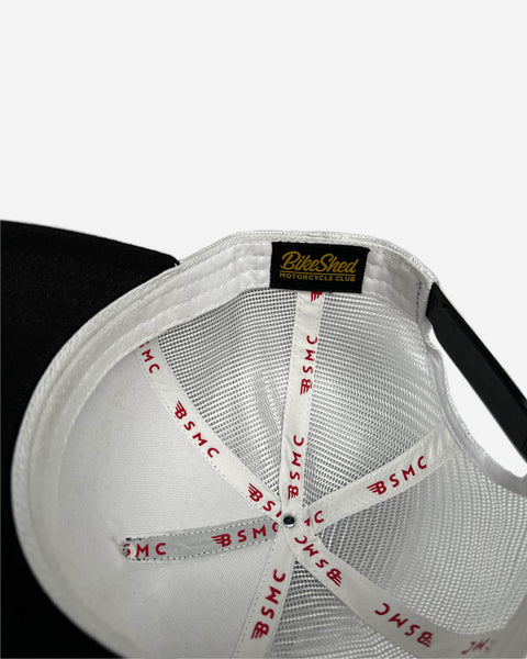 Bike Shed Logo Patch Baseball Hat  - Black/White, inside