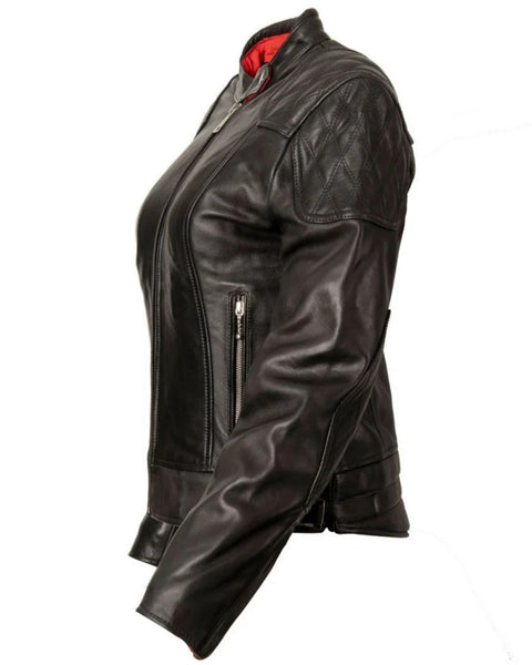 Goldtop Womens '76 Cafe Racer Jacket - Black studio image side detail