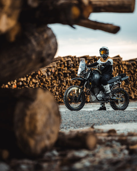 Gorm Moto wearing our Motorcycle Wing Race Jersey - Gold